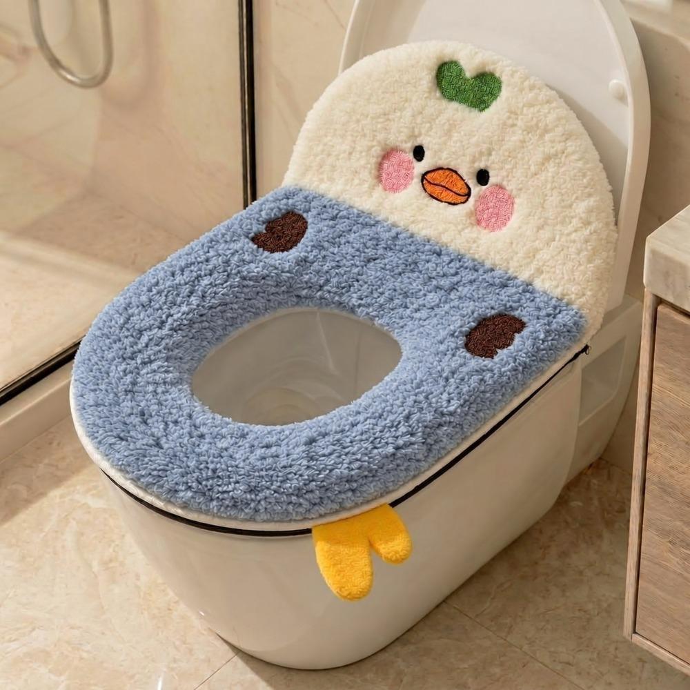 Thickened Toilet Seat Cover Universal Bathroom Toilet Pad Cozy Warm Toilet Cushion Home Bathroom