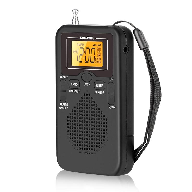 W-206 FM/AM Radio Portable Battery by 2 AA ,Stereo Earphone, LCD Display Digital Alarm Clock sleep,Morning/AM indicator