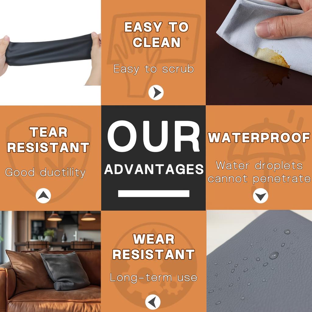 Self-Adhesive Faux Leather Repair Patch for Fixing Damaged Faux Leather Items Such As Sofas,Car Seats, Motorcycle Seats, Handbags, Jackets, Belts