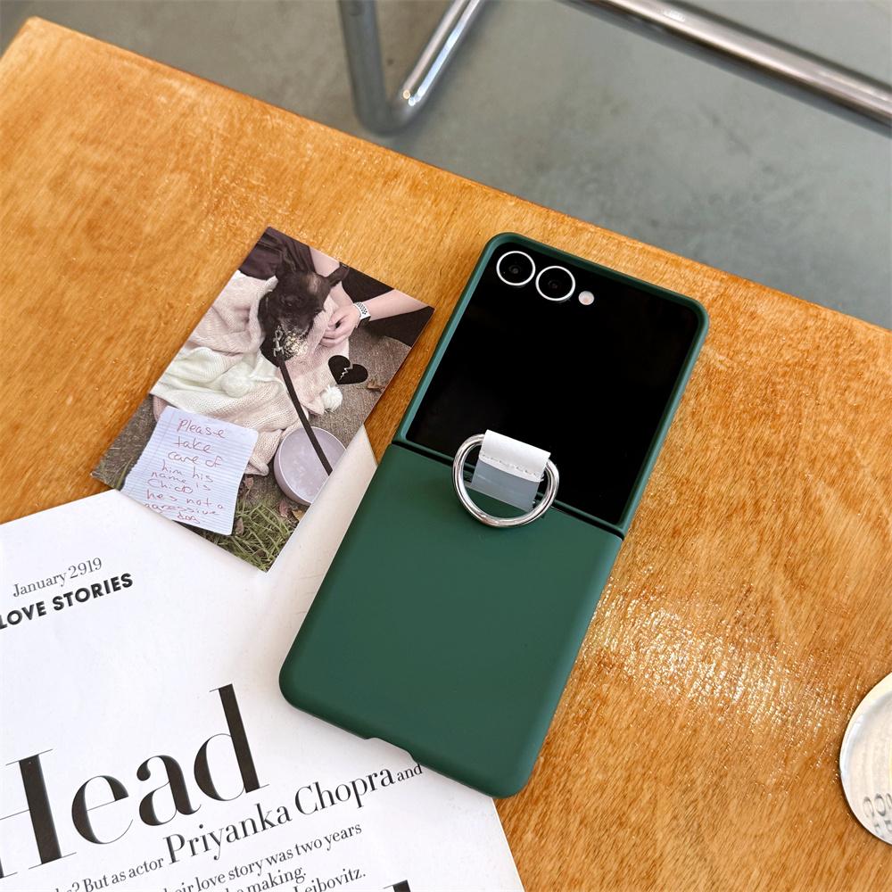 Soft Silicone with Ring Phone Case for Samsung Galaxy Z Flip 7 6 5 4 Flip5 Flip6 Flip7 FE Hinge All Inclusive Protection Cover