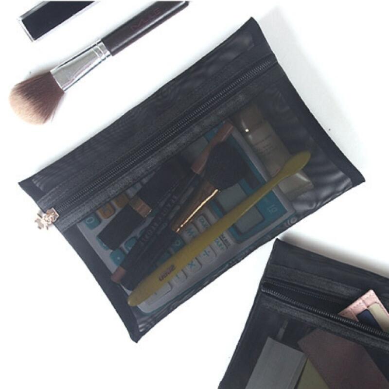 Black mesh travel pouch