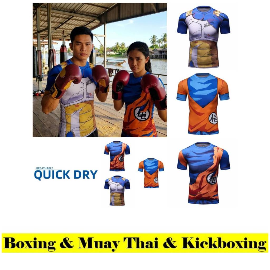 Vegeta Goku Super Saiya T-Shirt Short Long Sleeve Round Neck Muay Thai Kick Boxing Mix Martial Art Sport Print Training UV Protect Quick Dry Unisex
