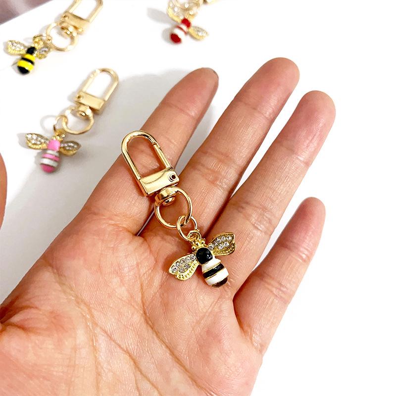 Exquisite Rhinestone Mini Bee Keychain - Women's Bag Charm