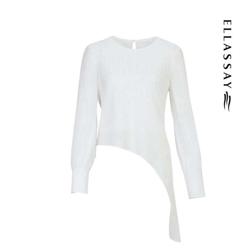 ELLASSAY Women's Mulberry Silk Irregular Hem Blouse