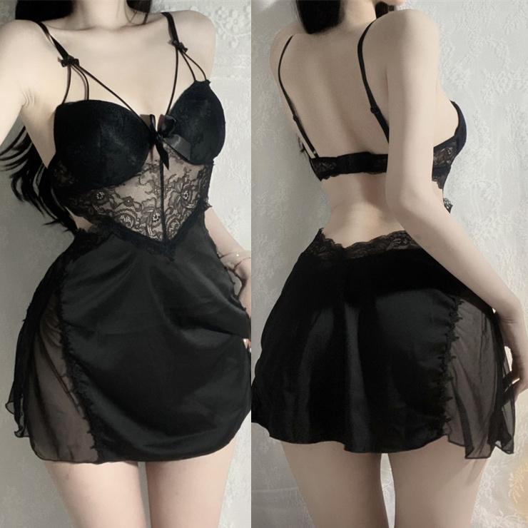 Sexy Spitze 2-teiliges Robe Pyjama Set Rückenfreies Hosenträger Nachthemd Unterwäsche Frühling Sommer Satin Pyjamas Lose Home Wear