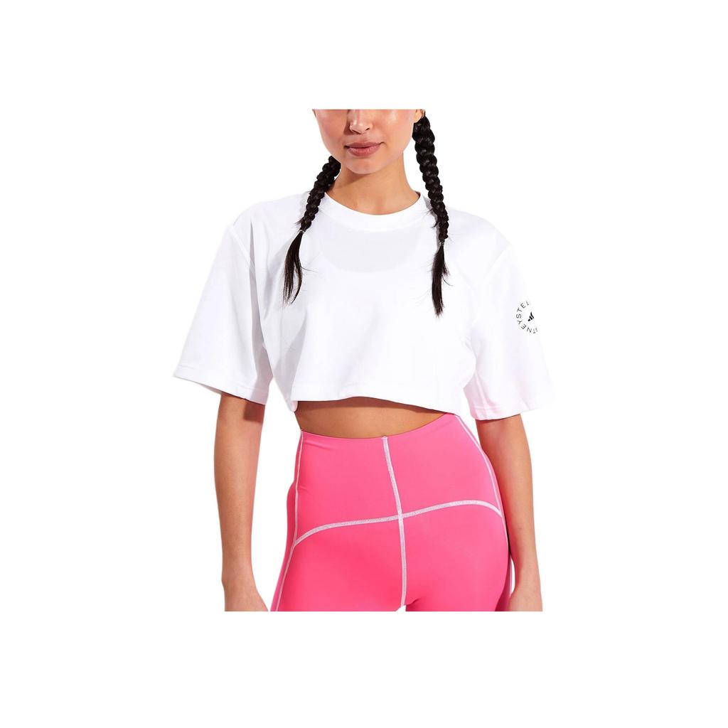 Adidas Letter Print Round Neck Loose Short Sleeve T-Shirt Women Tops White GL7339