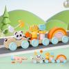 Wooden Animal Cat Panda Toy Train With Interlocking Carriages For Baby Development And Kids Play
