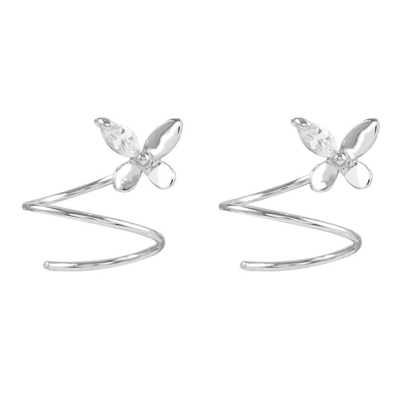 

инс маленький темперамент двойные серьги-пусеты темперамент интернет-знаменитость многовариантные спиральные серьги-бабочки с бриллиантами-вспышками женские