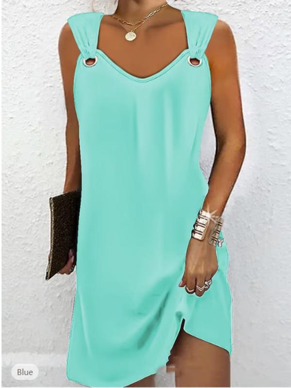 European & American 2024 Sleeveless V-Neck Metal Button Sweater Dress for Women - Autumn/Winter Collection