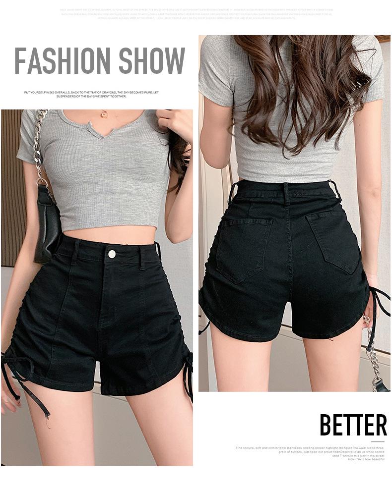 710 Women's Black Denim Slimming Shorts - Summer 2022 Hip-Hugging Hot Girl Style