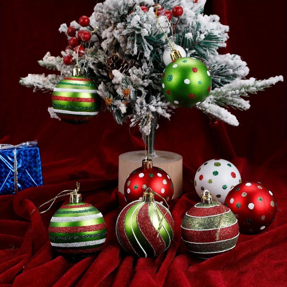 12 Stück Weihnachtskugeln Ornament Glitzernde Hängende Weihnachtskugeln zur Baumdekoration Wirbel Zuckerstange Elfenkugeln Rot Grün Kunststoff Weihnachtskugeln