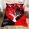 Couple Romantic Wedding Mr And Mrs Duvet Cover Microfiber Funny Quotes Love Heart Happiness Love Birds For Valentine'S Day Adult