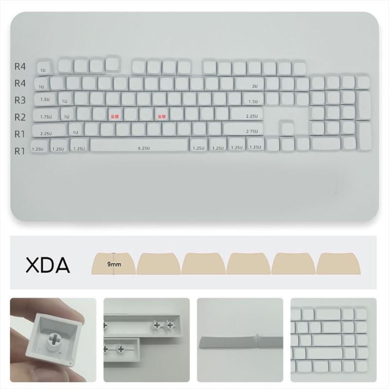 XDA Height 104 Key White Keycaps Durability PBT Keycap For Customizing Mechanical Keyboards At Home Or Work