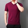 Herren Pullover mit V-Ausschnitt Kurzarm 2026 Frühling Sommer Neue Strickwaren Einfarbige Trend Oberteile Herren Oversized T-Shirts 6XL 8XL