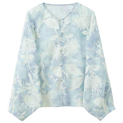 New Chinese Style Floral Burnout Blouse