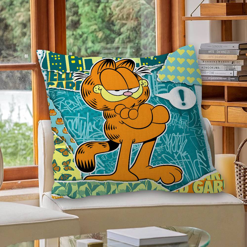 Cartoon Garfield Cute Cat Cushion Cover Car Throw Pillow Case For Sofa Car Christmas Gift 40X40Cm 45X45Cm