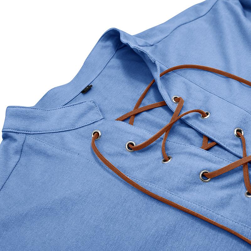 Pánská trička Henley s dlouhým rukávem se stahovací šňůrkou Základní lehká pevná trička Pohodlná tílka ve střihu pro muže Klasická trička s pohodlným páskem s límcem