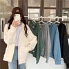 Women Korean Loose Lazy Zip-Up Hooded Jacket Casual Long-Sleeve Hoodie Coat For Spring Autumn Daily Student Wear