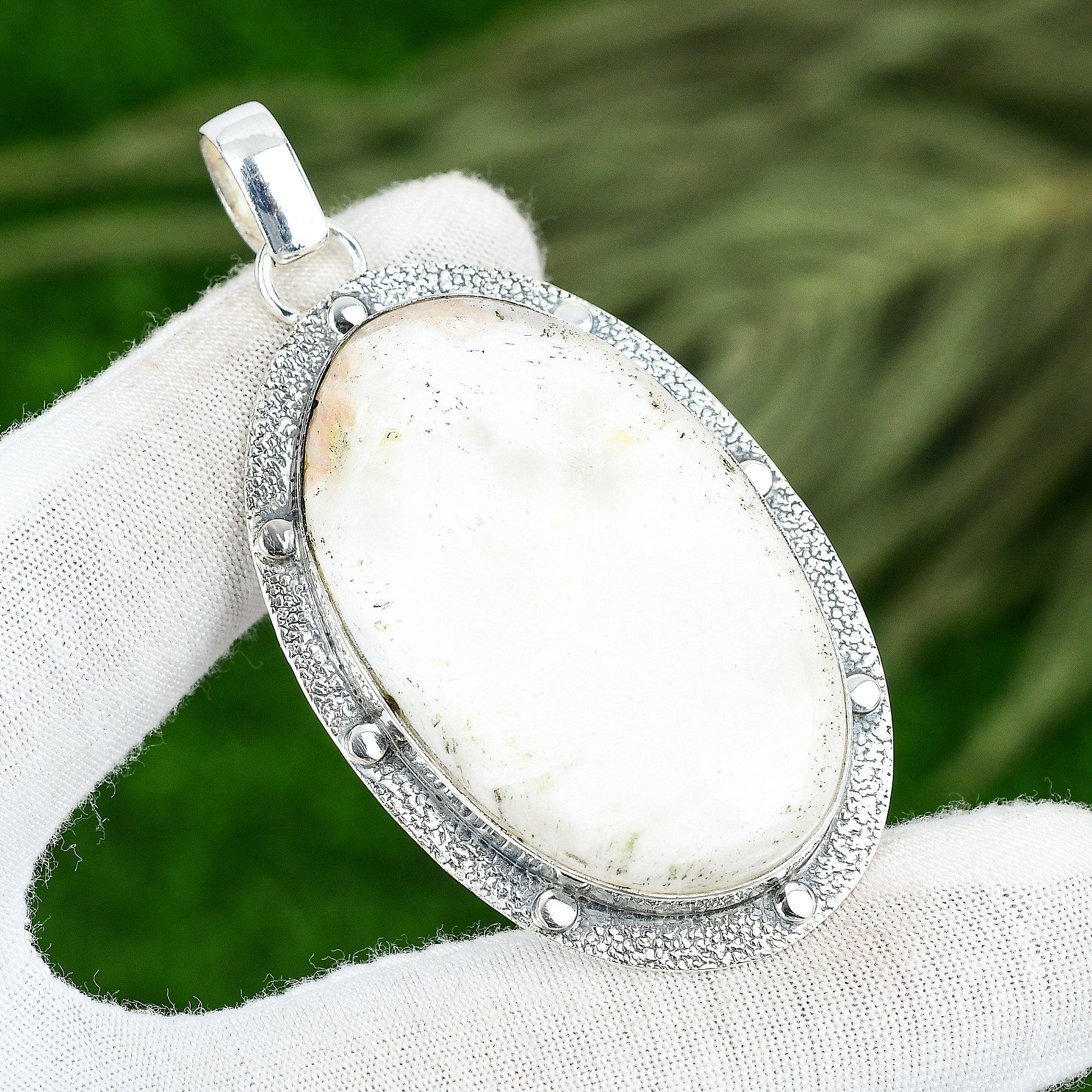 

Memorial Day Deal Sterling Silver Oval Natural Scolecite Bezel Pendant Jewelry