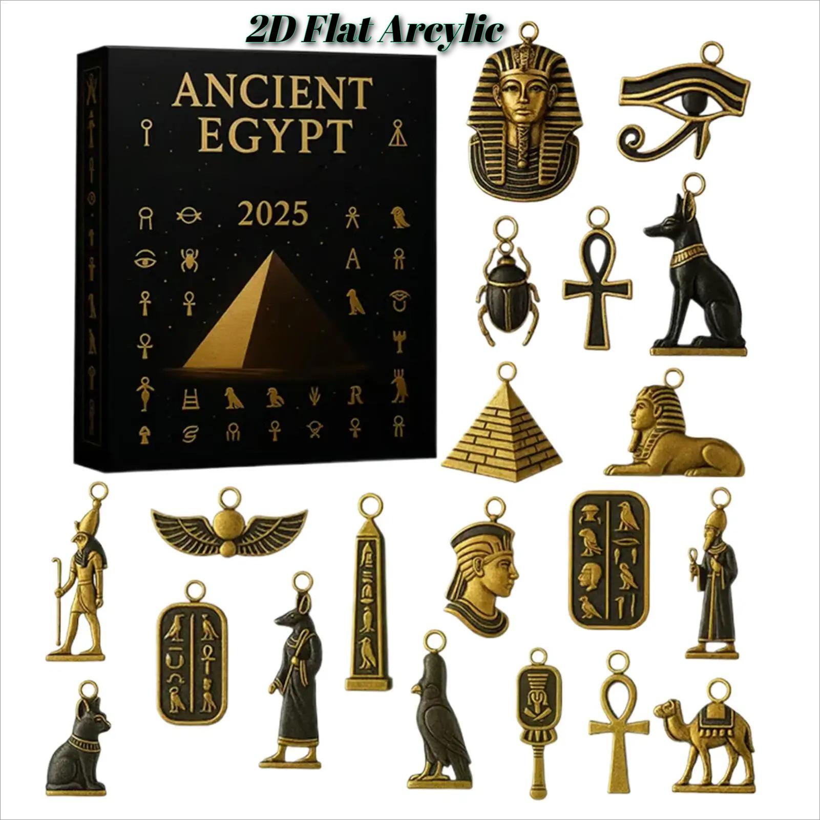 

Egyptian Theme Advent Calendar 2025, 24 Days 2D Acrylic Christmas Countdown Pendants for Living Room Workplace Farmhouse Decor чёрный