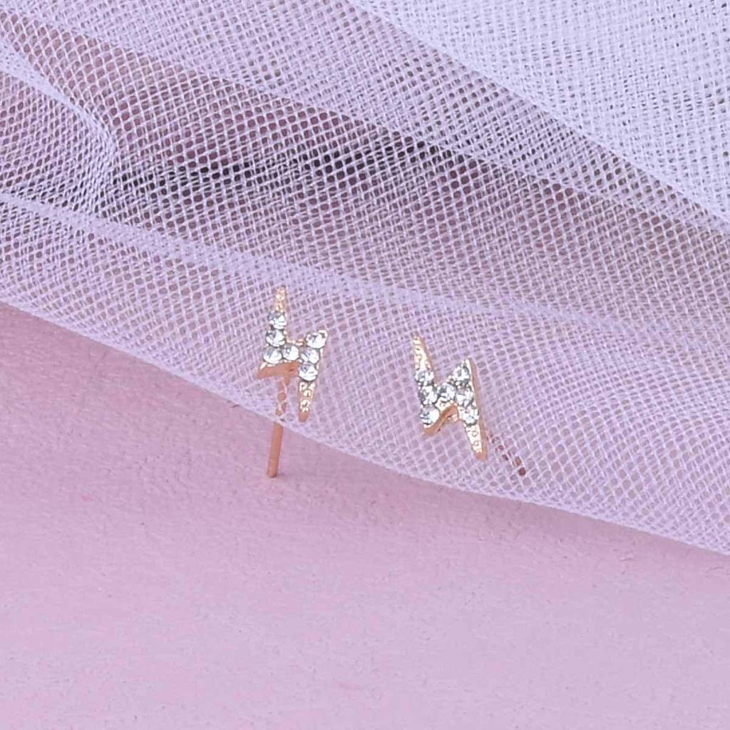 Versatile Zirconia Lightning Stud Earrings for Women - Shiny Mini Diamond Ear Studs