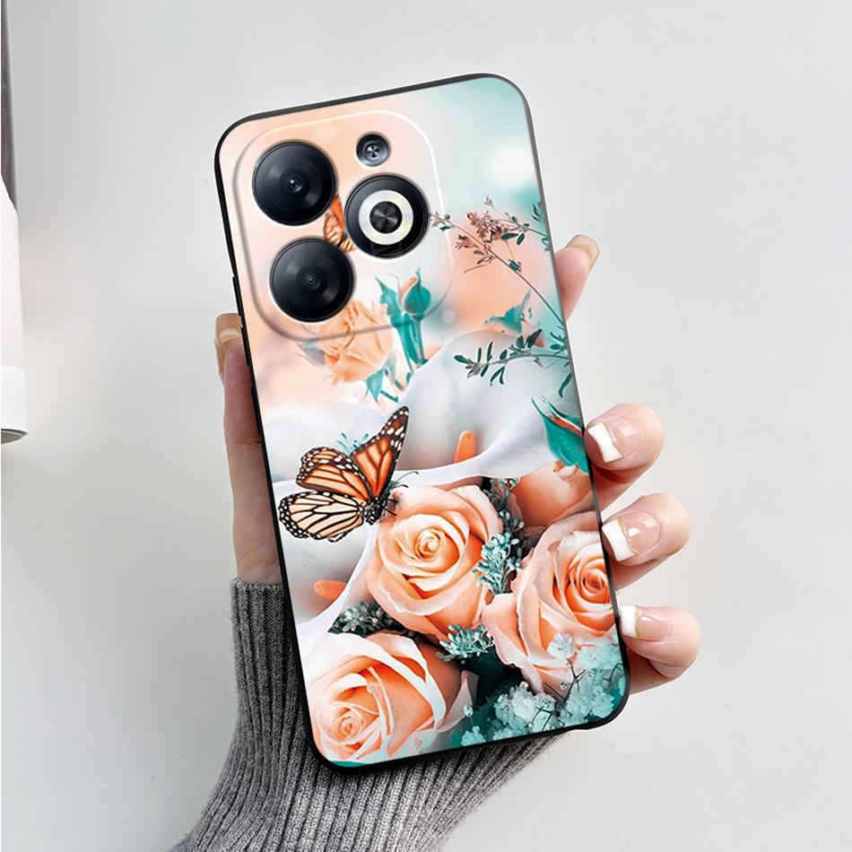 

Case For Infinix Smart 8 Back Cover Black Silicon Soft TPU Marble Cover For Infinix Smart 8 X6525 Funda Smart8 Phone Cases Coque Infinix Smart 8