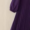 ZANZEA Women Round Neck Long Sleeve Casual Pleated Long Dress