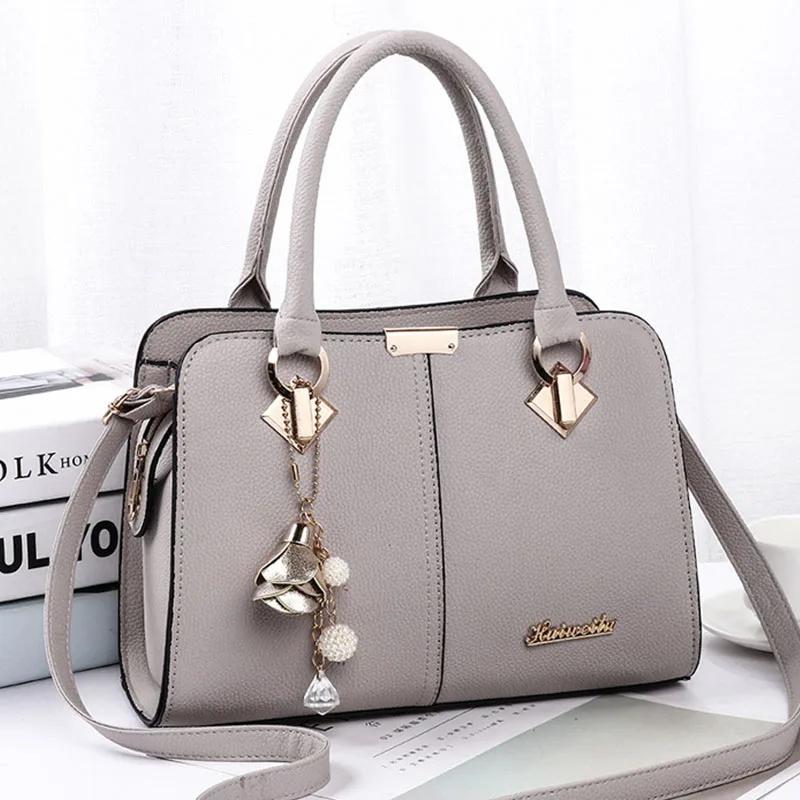 

New Woman shoulder bag Large capacity Handbag for Women Crossbody bag PU Portable bucket bag ladies messenger bags сірий