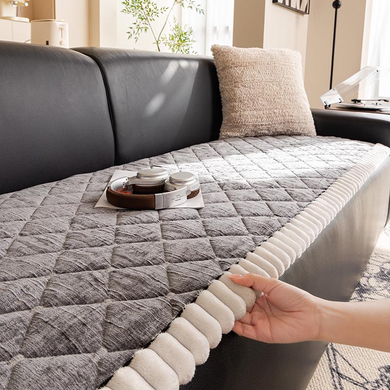 Nordic Plush Winter Sofa Cushion - Thickened, Non-Slip, Rectangular Bun Design.