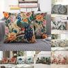 2D Flach-2 Stück Vintage Tier & Blume Kissenbezüge, Boho Dekorative Kissenhüllen für Sofa Schlafzimmer Wohnzimmer