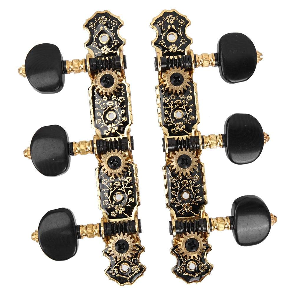 Alomejor 3-Pair Classical Guitar Tuning Pegs, Rust-Resistant, Easy To Use, with Fixing Screws, Guitar Machine Head Replacement for Decoration