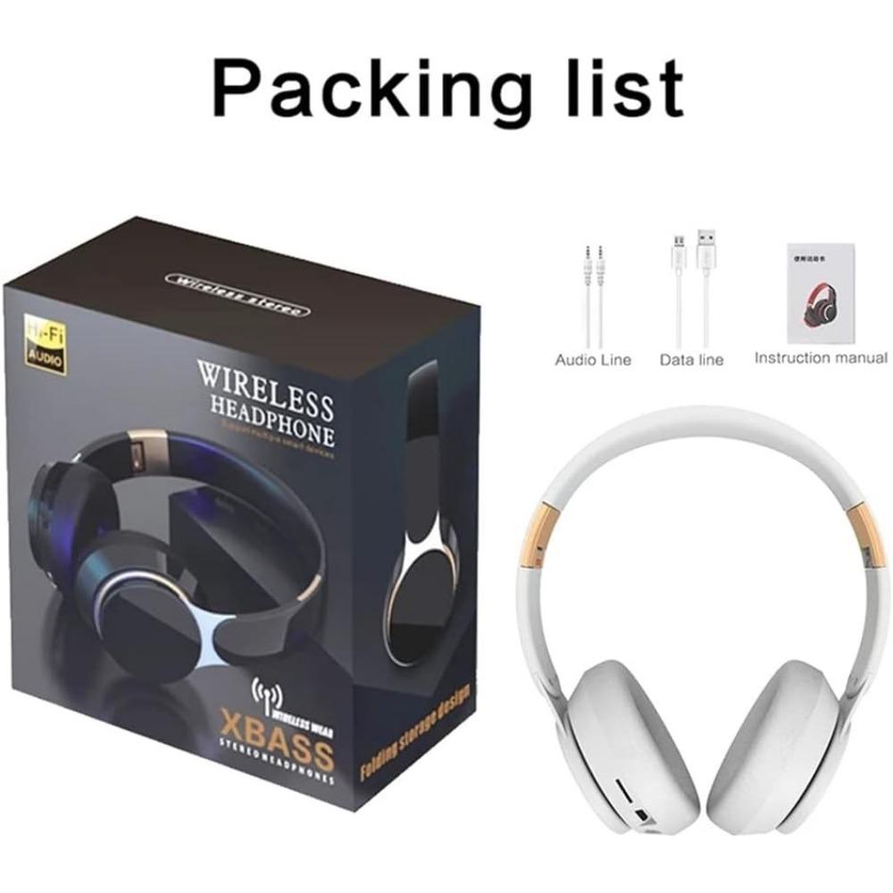 Auricolari Wireless Bluetooth 5.0, Auricolari Pieghevoli Stereo Lossless con Microfono, Slot FM, SD/TF, Cancellazione Attiva del Rumore, Durata Riproduzione di 20 Ore