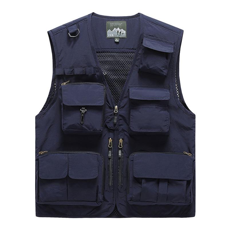 Men's Casual Outdoor Unloadable Multifunctional Reporter Travel Photography Mesh Quick Drying Fishing Vest Men