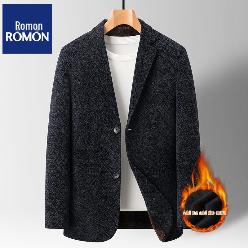 

Romon Winter Woolen Suit: Men s Fleece-Lined Thickened Overcoat for Middle-Aged & Young Adults XL 180/59—68kg