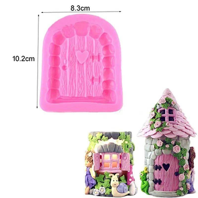 

New Creative Styling Handmade Mold Fairy Door Combination Snail Mushroom Sugar Cake Silicone Decoration Accessories Cake Tools