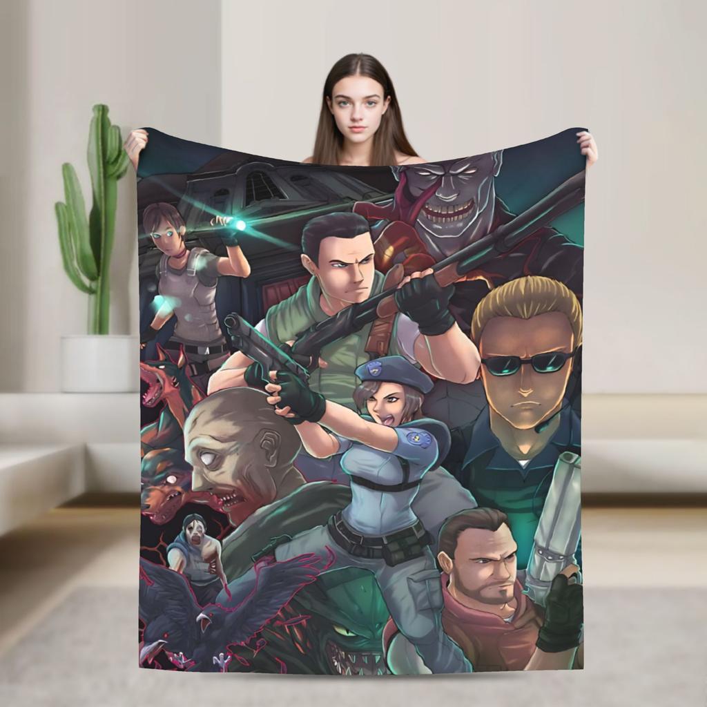 Leon Kennedy Blankets Resident Video Game Eviled Flannel Vintage Soft Throw Blanket for Home Spring/Autumn