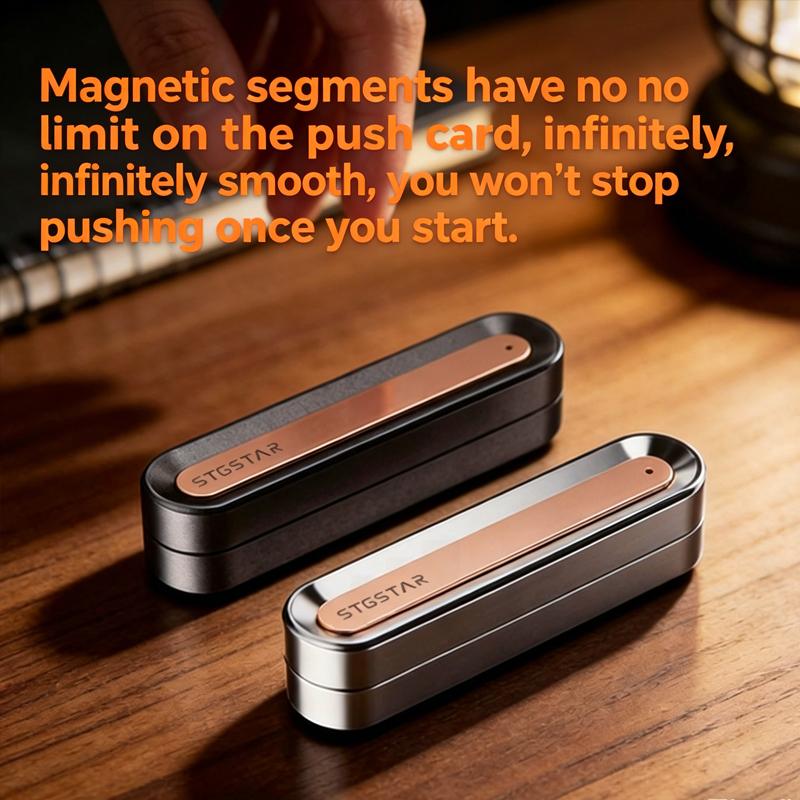 Metal Edc Fidget Slider Magnetic Push Card Mechanical Ratchet Slider Stress Relief Anti Anxiety Desk Toy Adult Fidget Gift