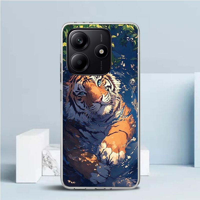 Hochwertige Tiger-Muster-Kunst Weiche Hülle für Xiaomi Redmi Note 15 14 13 12 Pro Plus Handyhülle 14S 11S 11T 11E 10S 10 4G Muster Sh