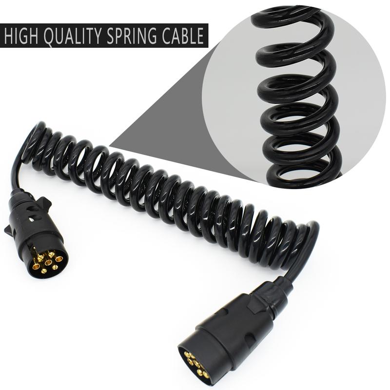 7 Pin Trailer Truck Light Edge Connector Copper Extension Cable Trailer Power Cord Plug Vehicle Extender Socket Car Accessories