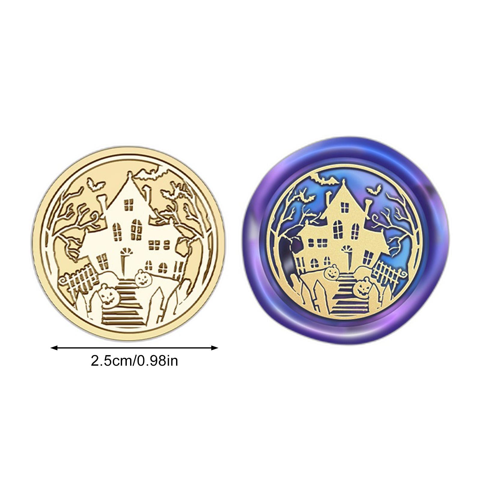

Halloween Brass Wax Seal Stamp Handcrafted Engraved Seal Head 3cm Diameter for Envelopes Gift Wrapping Party Decorations