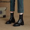 Vintage Platform Heels Women Ankle Boots Fashion Round Toe Stretch Slim Short Booties Shoes  Mujer