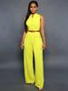 Women's Single-Breasted High Waist Belted Wide Leg Jumpsuit