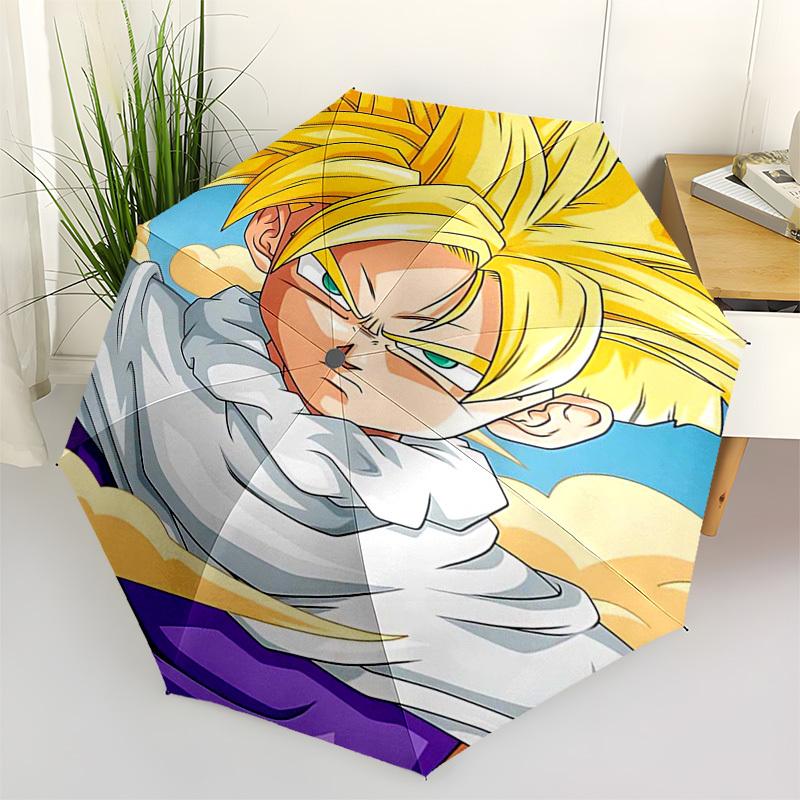 

1pc Dragon Ball Z Super Saiyan Goku Outdoor Umbrella - Automatic Opening/Closing, Portable 3-Fold Design, Iron Frame, Ideal Gift for Fans, Travelers,