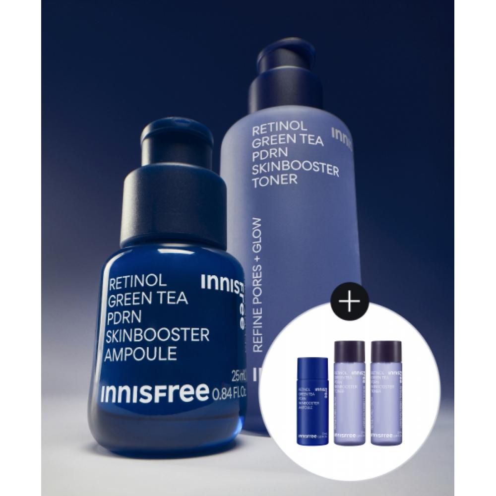 Innisfree [free Gift]  Additional Discount  Retinol Green Tea Pdrn Skin Booster Ampoule 25ml + Retinol Green Tea Pdrn Skin Booster Toner 170ml FREE