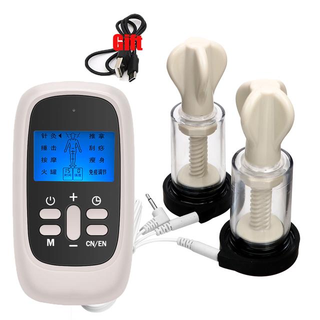 Electric Shock Nipple Vacuum Sucker Pump BDSM Bondage Electric Stimulation Physiotherapy Breast Booster Adult Sex Toys for Women