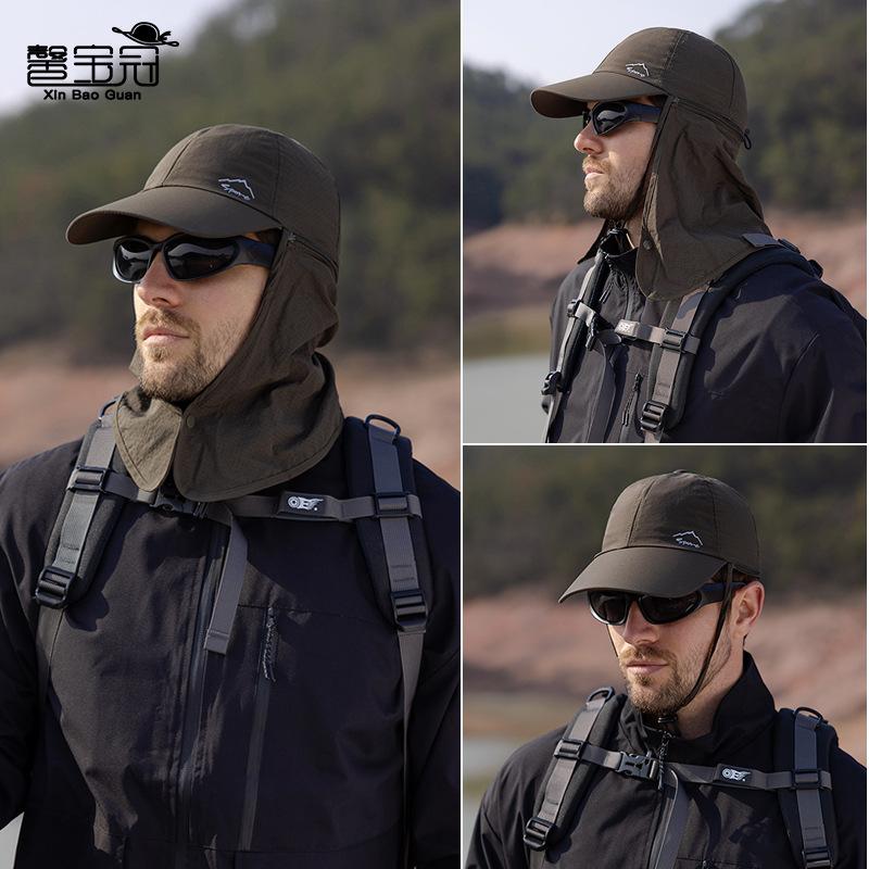 9237 summer sunscreen visor men's mountaineering fishing quick-drying bucket hat outdoor with shawl baseball cap children