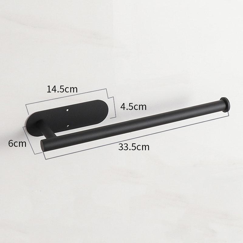 Stainless Steel Kitchen Paper Towel Holder No Drill Adhesive Wall Mounted Black Metal Bathroom Roll Paper Dispenser