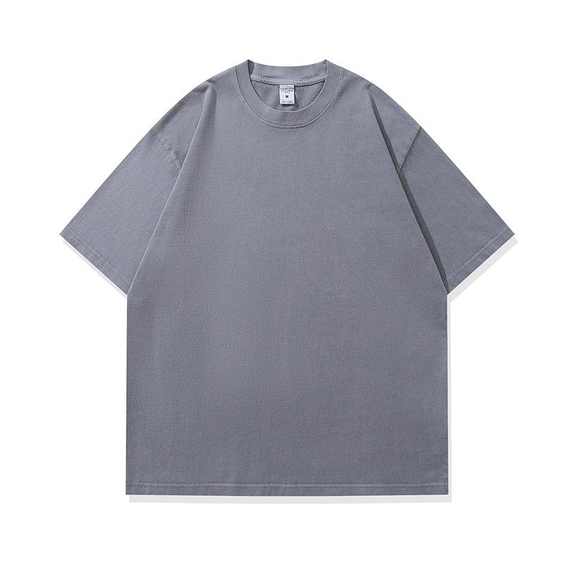 Men'S Trendy Brand 220G Washed American High Street Retro Loose Shoulder Cotton Short-Sleeved T-Shirt Printing Custom