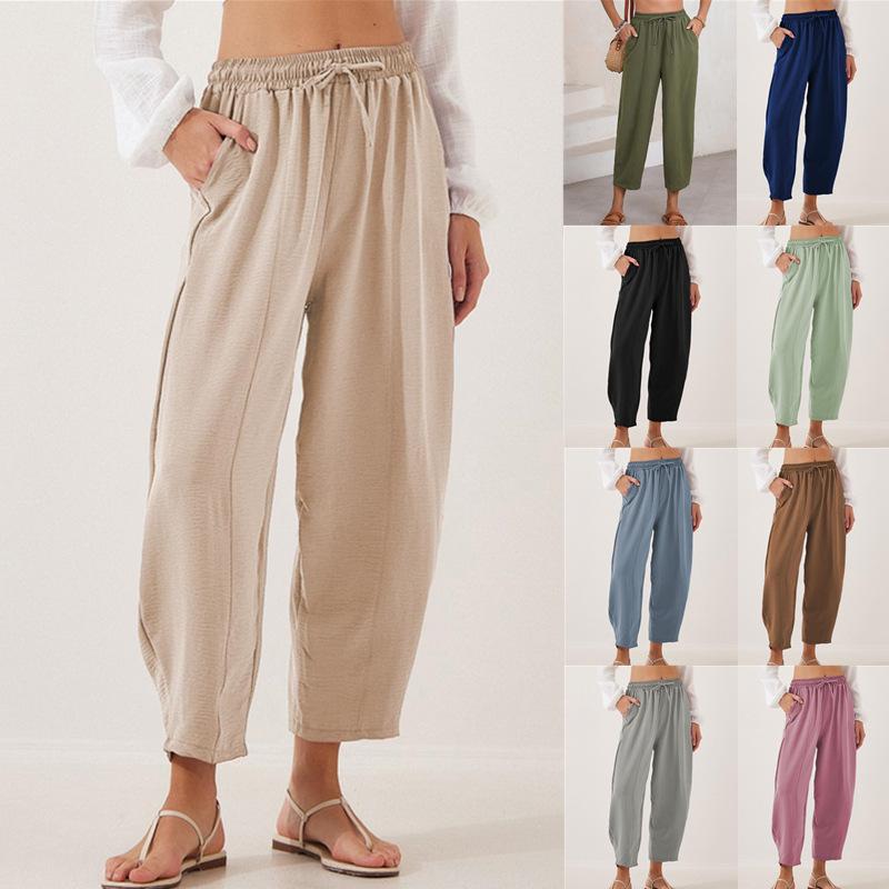 

Women s Drawstring Waist Loose Fit Casual Pants, Multi-Color High Waist Wide Leg Trousers, Comfortable Palazzo Lounge Pants 3XL абрикосовий