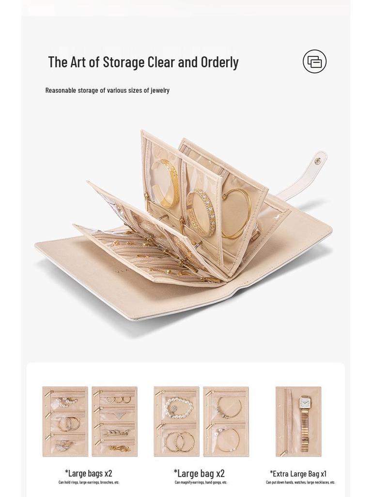 Přenosný vícevrstvý úložný album na šperky s antioxidačními přihrádkami na náušnice